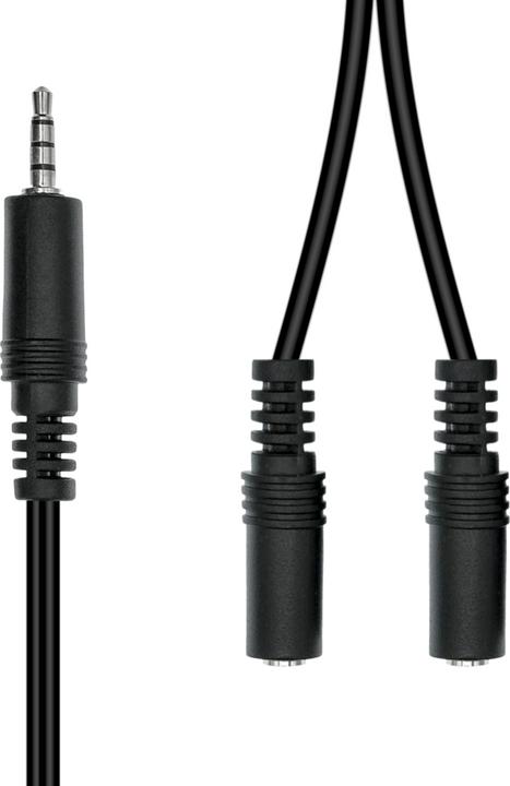 Image du produit ProXtend Mini-Jack 3-Pin to 2x 2-Pin Cable M-F Black 20cm (0.20 m)