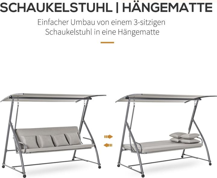 Image du produit Outsunny Balancelle hollywoodienne réglable en couchette