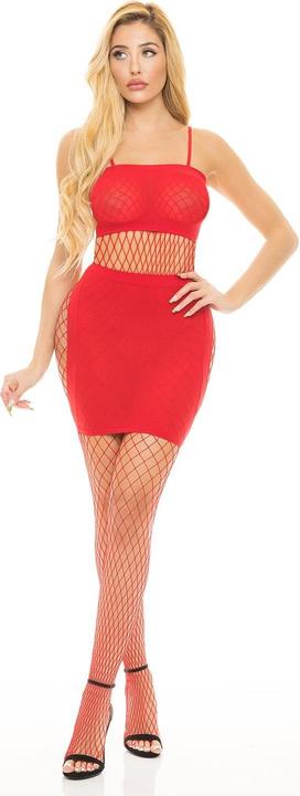 Actual product image Pink Lipstick Lingerie Set The Tone 3Pc Fishnet Set Red One Size (Red)