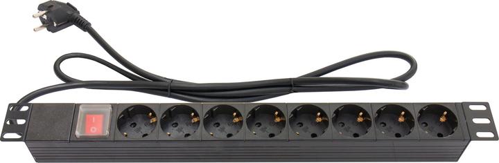 Actual product image Good Connections Power strip 48.30cm (19"), 1U, Schuko plug to 8x Schuko socket, with switch (8 x, CEE 7/3, 1.80 m)
