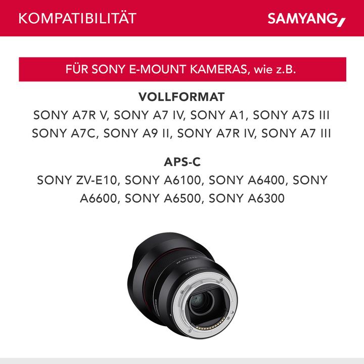 Produktbild Samyang AF 14mm F2.8, Sony E-Mount (Sony E, APS-C / DX, Vollformat)