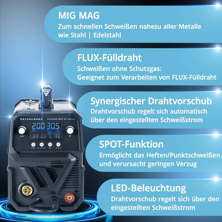Actual product image Stahlwerk Welding machine MIG MAG 200 ST Digital IGBT fully equipped with 200 A