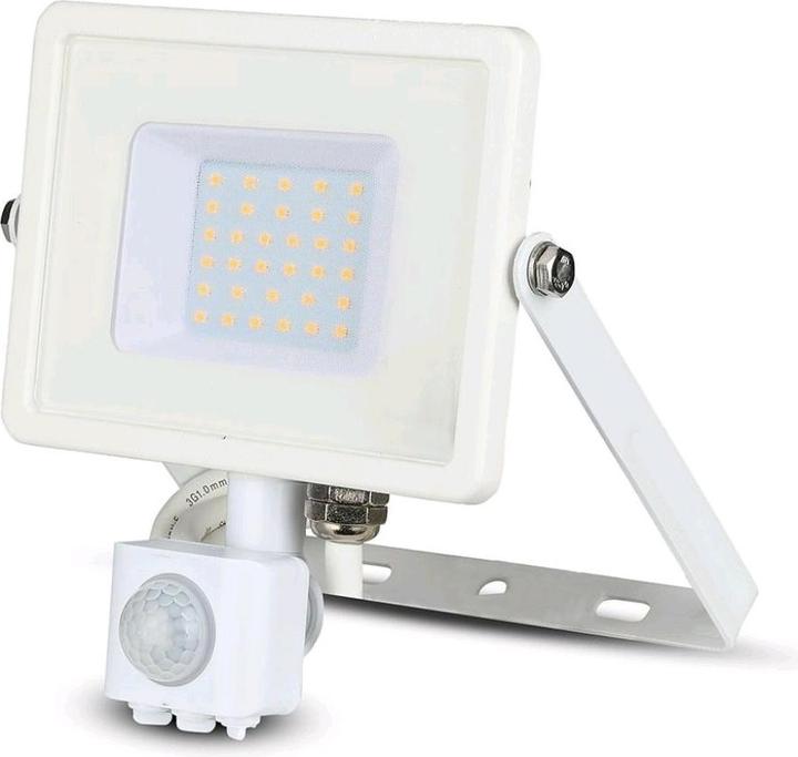 Produktbild V-TAC VT30SW 30W LED Sensor Fluter SAMSUNG Chip Abschaltfunktion Weiss Gehäuse 3000K (2400 lm)