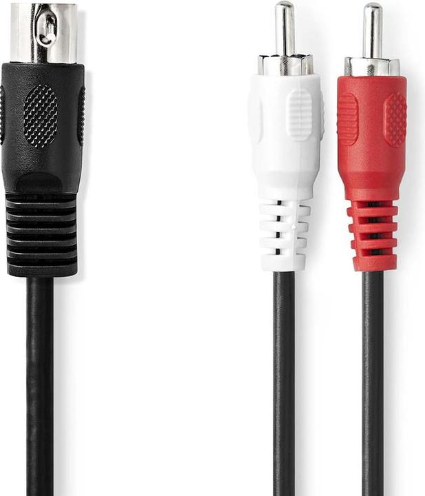 Actual product image Nedis DIN audio cable | DIN 5-pin plug | 2x RCA plug | Nickel-plated | 1.00 m | Round | PVC | Black (1 m)