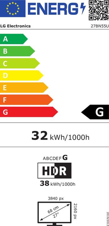 Energy Label LG 27BN55U-B (3840 x 2160 Pixels, 27")