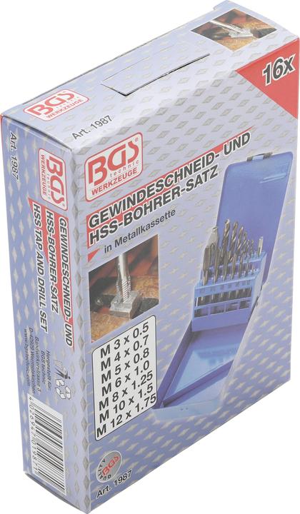 Image du produit BGS Jeu de tarauds et mèches HSS M3 - M12 / 2,5 - 10,2 mm