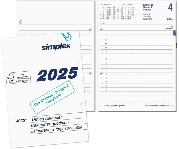 Produktbild Simplex Umlegeblock gelocht (12 x 17 cm, Deutsch, Englisch, Italienisch, Französisch)