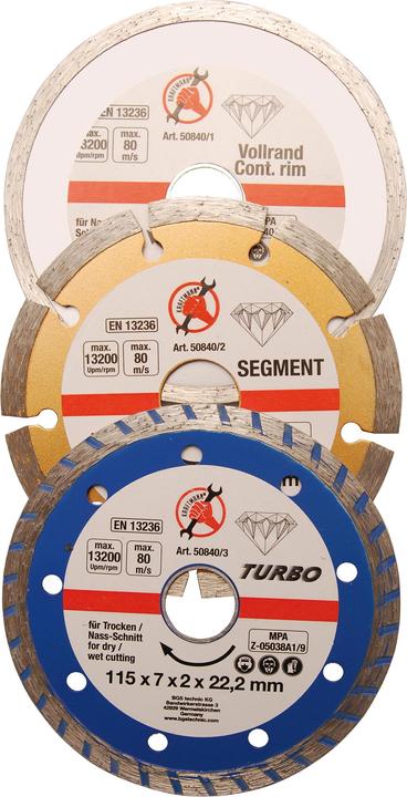 Produktbild BGS Diamant-Trennscheiben-Satz Bohrungs-Ø 20 mm Ø 115 mm 3-tlg.