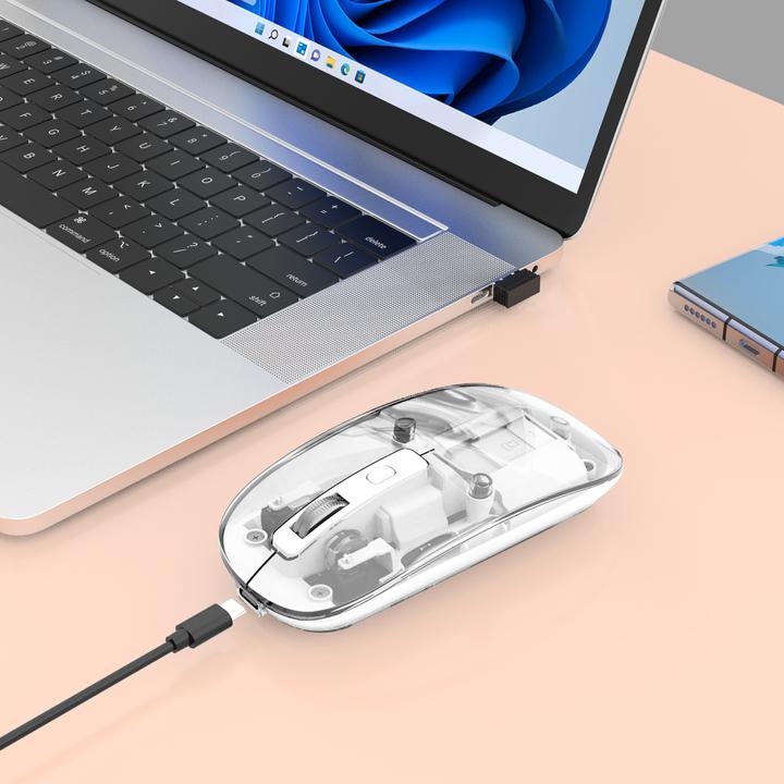 Immagine prodotto Manhattan Mouse MH trasparente 4D, bianco (Senza fili)