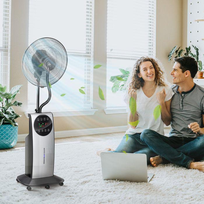 Produktbild Swisshandel24 Standventilator mit Sprühnebel 90W Kühlventilator, 3,1L Wassertank, 3 Luftmodi, Rollen, Fernbedienun