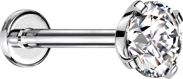 Produktbild Star Piercing Micro Threadless Labret silber mit Kristall silber gefasst (ohne Messing, Chirurgenstahl 316L)