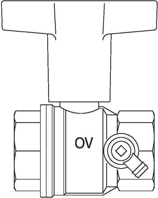 Produktbild Oventrop OV Knebelgriff-Kugelhahn Optibal PN 16 MS mit Entleerung DN 20 3/4Zoll IG