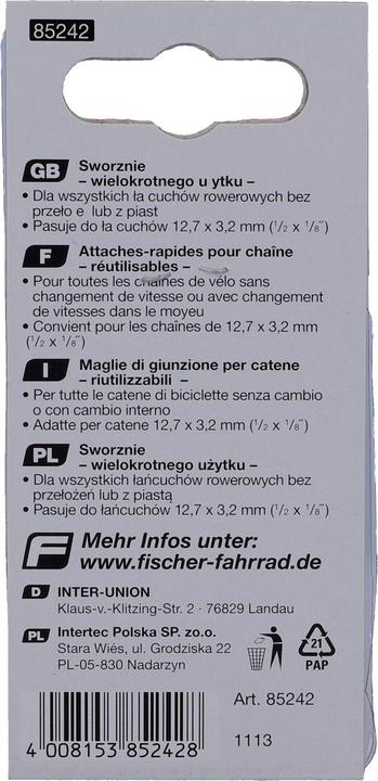 Produktbild Fischer Kettenverschlussglieder 1/2 x 1/8 2x