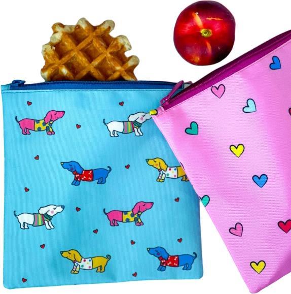 Immagine prodotto Yumbox Sacchetti per sandwich riutilizzabili - Set di 2 - Cani e cuori