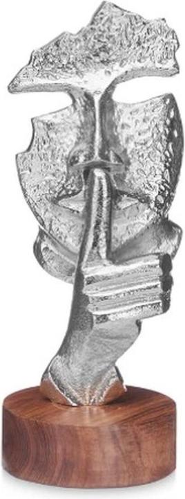 Produktbild Gift Deko-Figur Gesicht Silberfarben Holz Metall 12 x 29 x 11 cm