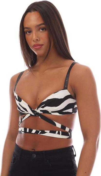 Actual product image Off Womens/Ladies Zebra Twisted Lace Up Bra (34 D)