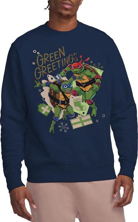 Immagine prodotto Teenage Mutant NT Christmas Greetings Felpa Leonardo e Raffaello Adulto Unisex (XL)