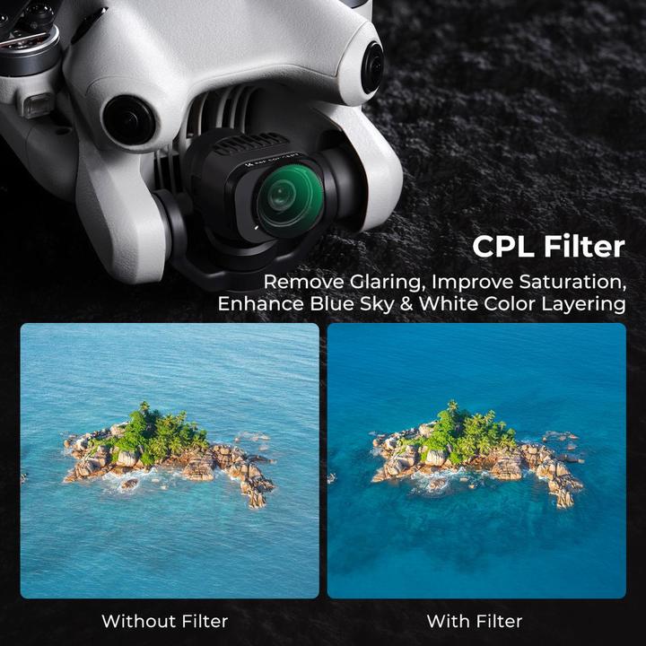 Actual product image K&F Concept 6pcs Filter Kit, CPL+ND8+ND16+ND32+ND64+ND128, HD, Anti-Reflection Green Coating, Waterproof and Scr (Drone filters, DJI Mini 4 Pro)