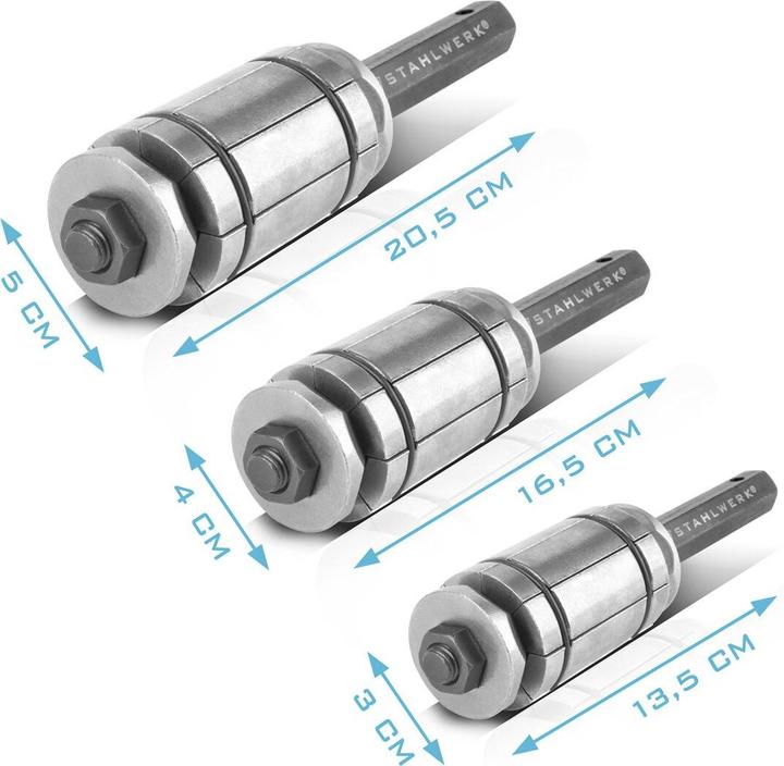 Produktbild Stahlwerk Rohrweiter Set 29-89 mm 3-teiliger Auspuff Rohraufweiter, Rohrspreizer