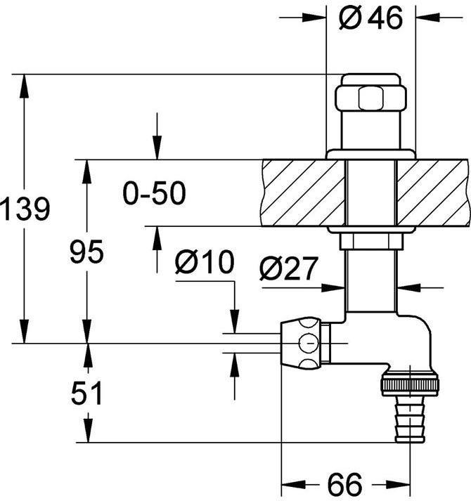 Produktbild Grohe WAS Untertischventil 1/2" verstb bis 50mm chr