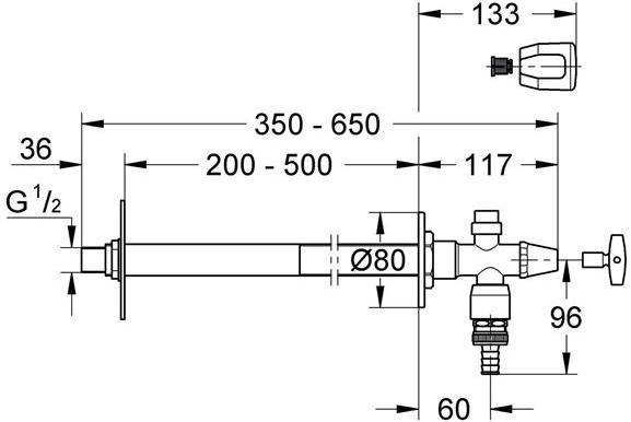 Produktbild Grohe Aussenwandventil EUROTEC 1/2Zoll chr m Sicherungseinrichtung Typ