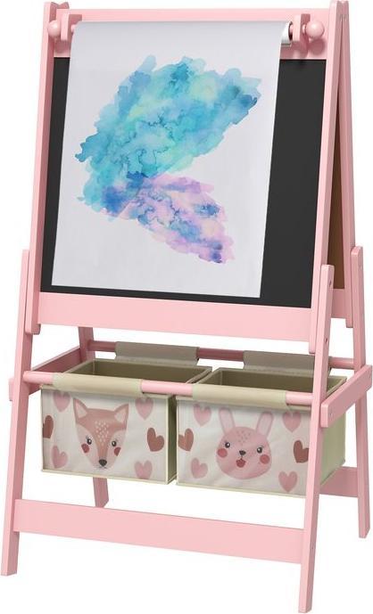 Produktbild Swisshandel24 3-in-1 Kinder Staffelei mit Papierrolle, Kreidetafel, Whiteboard, Aufbewahrungskörbe, 54x46,5x93cm