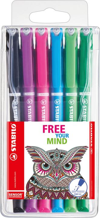 Actual product image STABILO SENSOR F Finliner with spring-loaded sharpener (Multicoloured, 6 x)