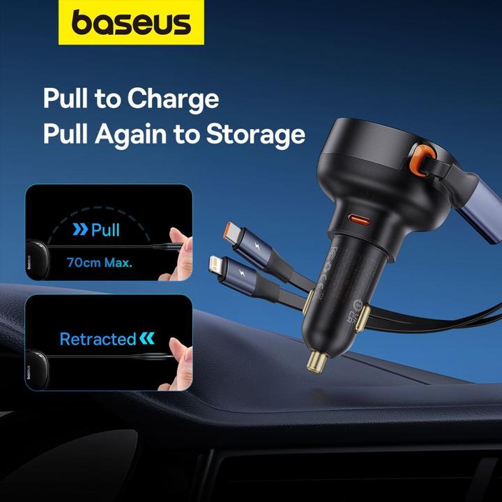 Produktbild Baseus Car Charger Enjoyment USB-C with USB-C cable and Lightning  60W