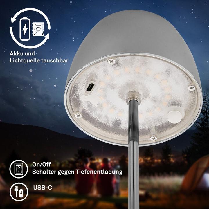 Actual product image Briloner Rechargeable LED table lamp - Mini, touch, black chrome (150 lm)