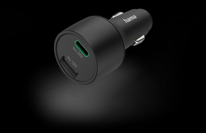 Image du produit Hama Chargeur rapide pour voiture, 1x USB-C, 1x USB-A, PD 3.0/Qualcomm®, 32 watts, noir.