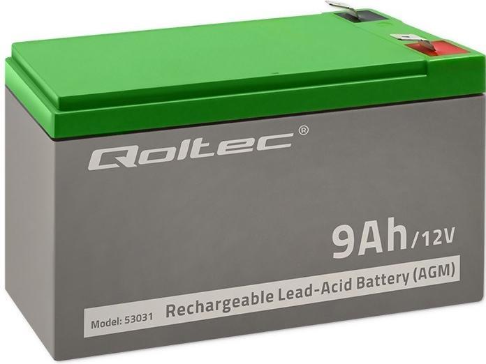 Qoltec 53031 Batteria AGM| 12V| 9Ah| max 135A - Batteria - 9.000 mAh (12 V, 9 Ah)