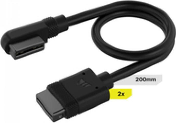 Image du produit Corsair Câble iCUE LINK, 2x 200mm avec connecteurs droits/étroits 90°, Noir