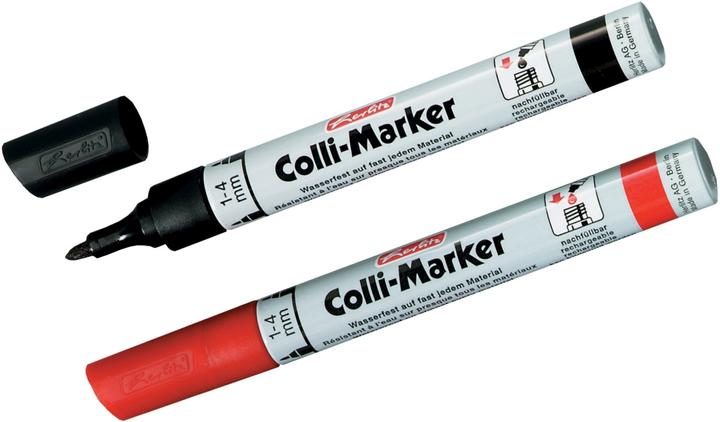 Image du produit Herlitz Marqueur indélébile Colli 1-4 mm, 2 pièces, rouge/noir (Noir, Rouge, 4 mm, 2 x)