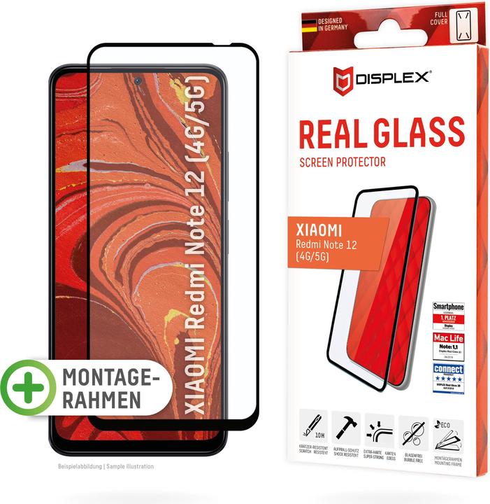 Productafbeelding Displex Real Glass, Full Cover Panzerglas (1 Stuk, Xiaomi Redmi Note 12, Xiaomi Poco X5, Xiaomi Redmi Note 12 5G)