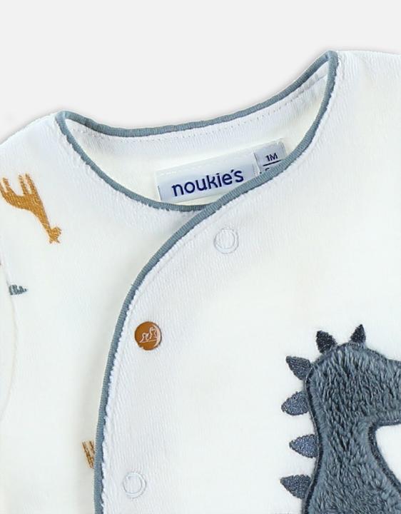 Produktbild Noukies Strampler Velours mit Tieren Weiss/Blau Gr. 62 (62)
