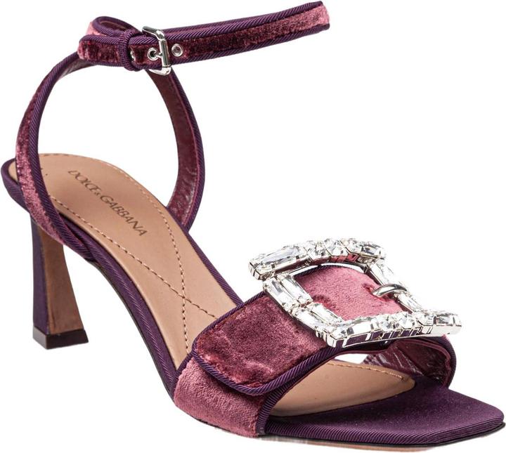 Dolce & Gabbana velvet sandal in vinacca color with buckle with stones