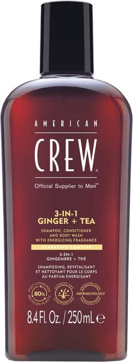 Actual product image American Crew 3-in-1 Ginger & Tea Shampoo, Conditioner & Body Wash (250 ml, Liquid shampoo)