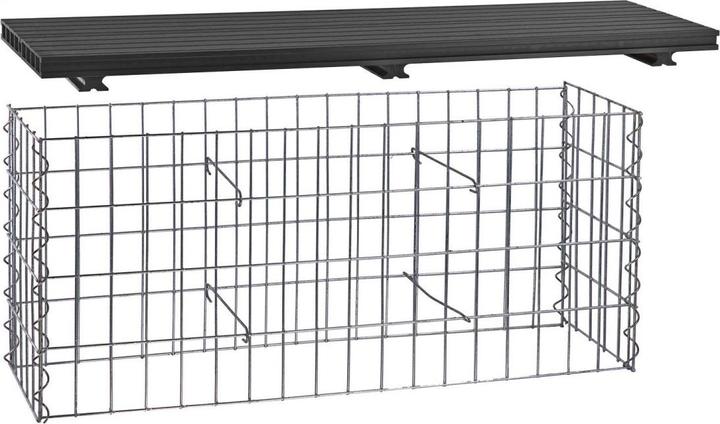 Actual product image Dema WPC Gabionenbank Gabione Steinkorb Bank Sitzbank Gartenbank anthrazit 100x30 cm