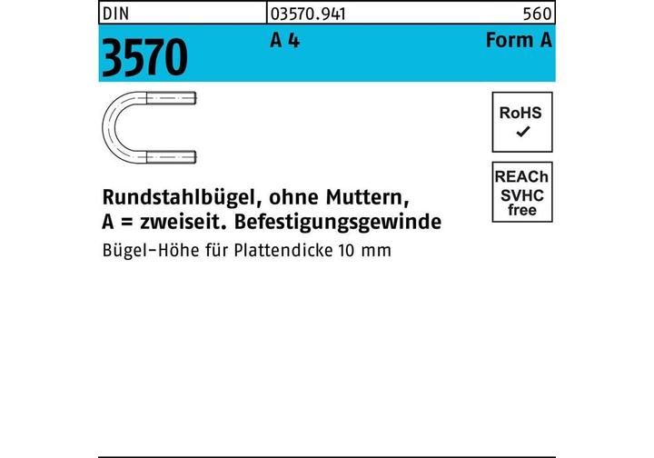 Produktbild Rundstahlbügel DIN 3570 o.Mutter A 148 / NW 125 A 4