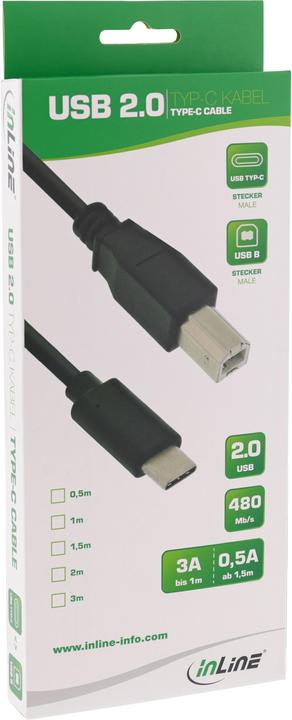 Produktbild InLine USB 2.0 Kabel Typ C - USB B (0.50 m, USB 2.0)