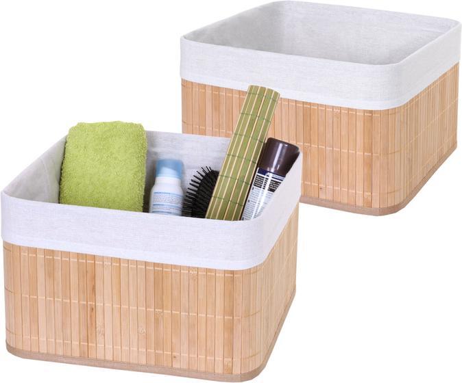 Image du produit Swisshandel24 2x Panier de rangement, Panier de rangement Boîte de tri Panier d'étagère, Bambou - Couleur