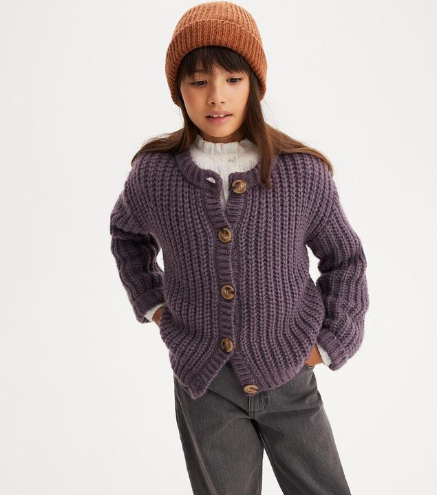 Actual product image La Redoute Collections Grobstrickjacke mit rundem Ausschnitt und Knopfleiste (102)