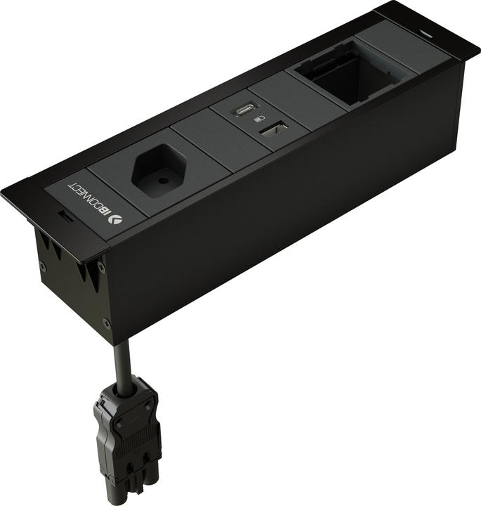 IB Connect CUBOBOX sockets. black S 3-way 1x type 13 1x USB-A/C 1x empty (1 x, USB, Type 13)