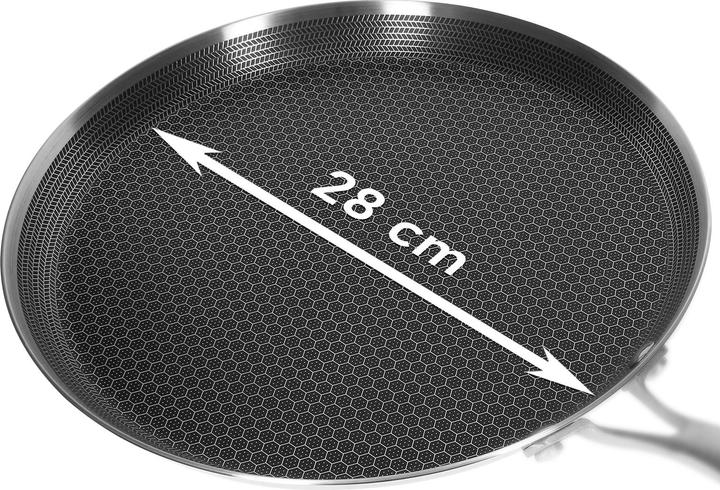 Produktbild Cheffinger Crêpespfanne Edelstahl Premium Antihaftbeschichtung Wabenmuster 28cm (28 cm, Crêpe Pfanne, Edelstahl)