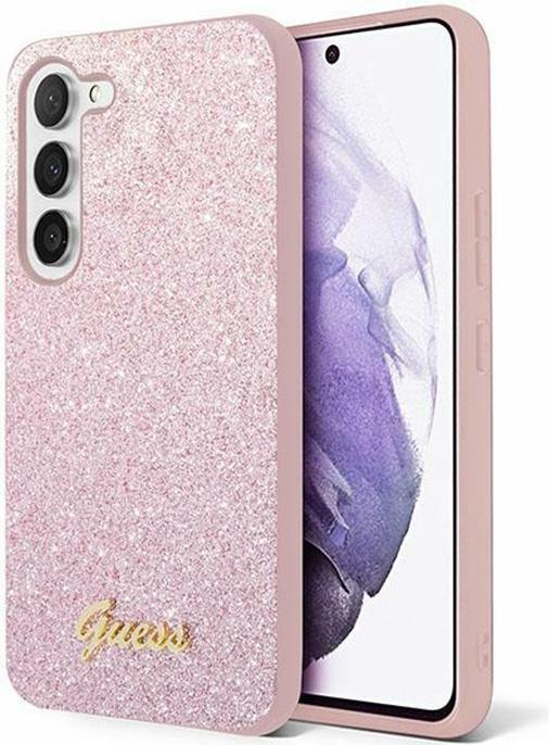 Productafbeelding Guess Etui voor S24 S921 GUHCS24SHGGSHP Hardcase Glitter Script roze (Samsung Galaxy S24)
