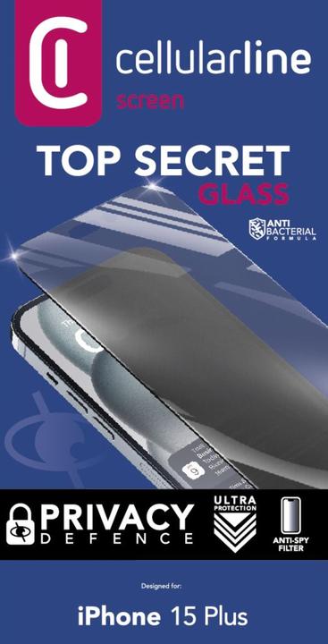 Image du produit Cellularline Top Secret Glass (1 pièce(s), Apple iPhone 15 Plus, Apple iPhone 15 Pro Max)