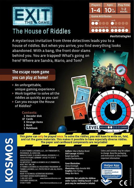 Actual product image Thames & Kosmos EXIT: The House of Riddles board game deduction (English)