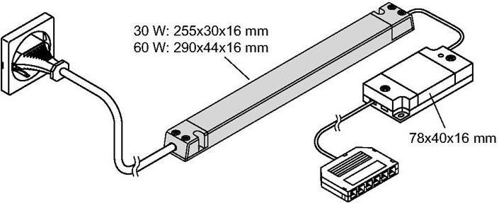 Actual product image L&S Emotion 1-channel radio control Frankfurt series 230 V 12 V 60 W 6-way distributor