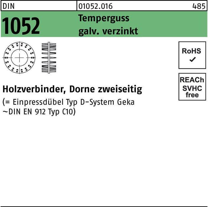 Image du produit Reyher Connecteur bois DIN 1052 double face 65 x 35 x M16 fonte malléable galvanisé galvanisé (Connecteurs de bûches, 50 pcs)