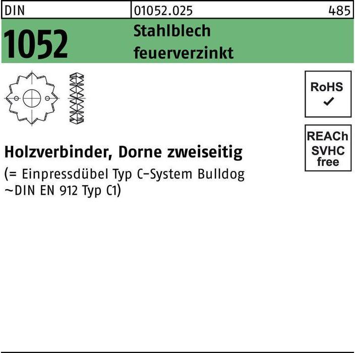 Reyher Timber connector DIN 1052 two-sided 75 M 16-M 24 hot-dip galvanised sheet steel hot-dip galvanised (Log connectors, 100 pcs.)